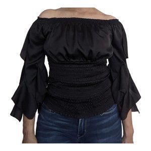 WHITE HOUSE BLACK MARKET ~ Off-Shoulder Party Top Ruffle Sleeves